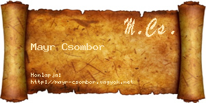 Mayr Csombor névjegykártya